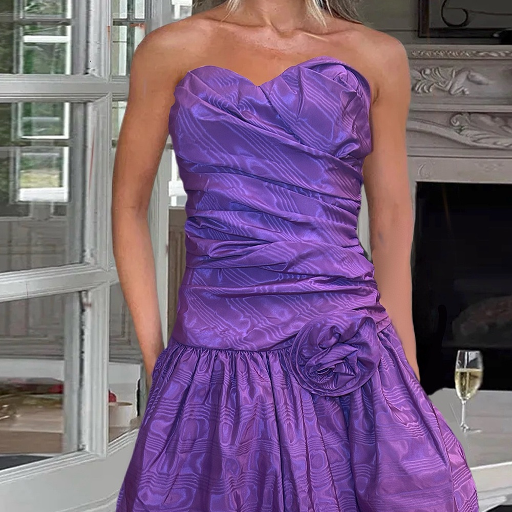 Vintage Positively Ellyn Purple Rose Strapless HOMECOMING Dress - Picture 11 of 17